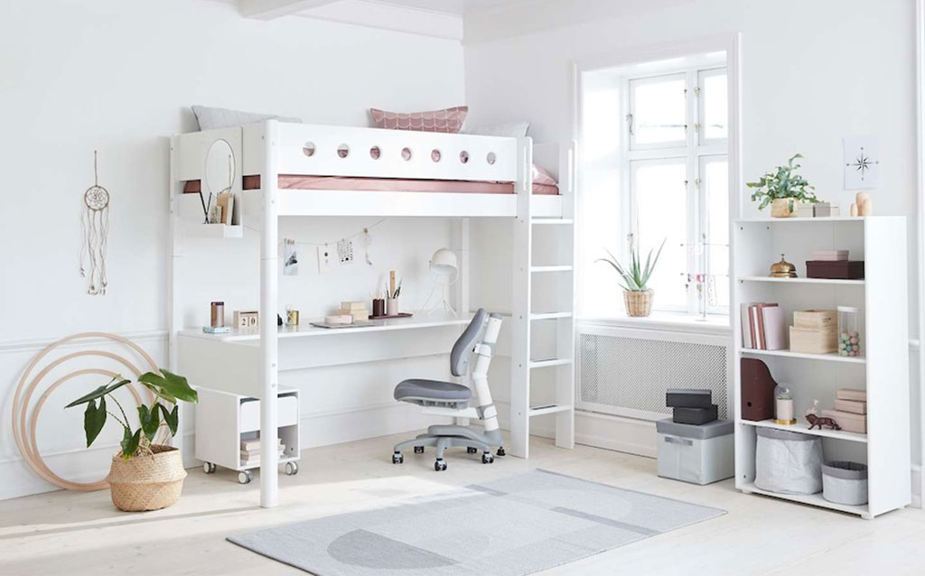 WHITE High Loft Bed